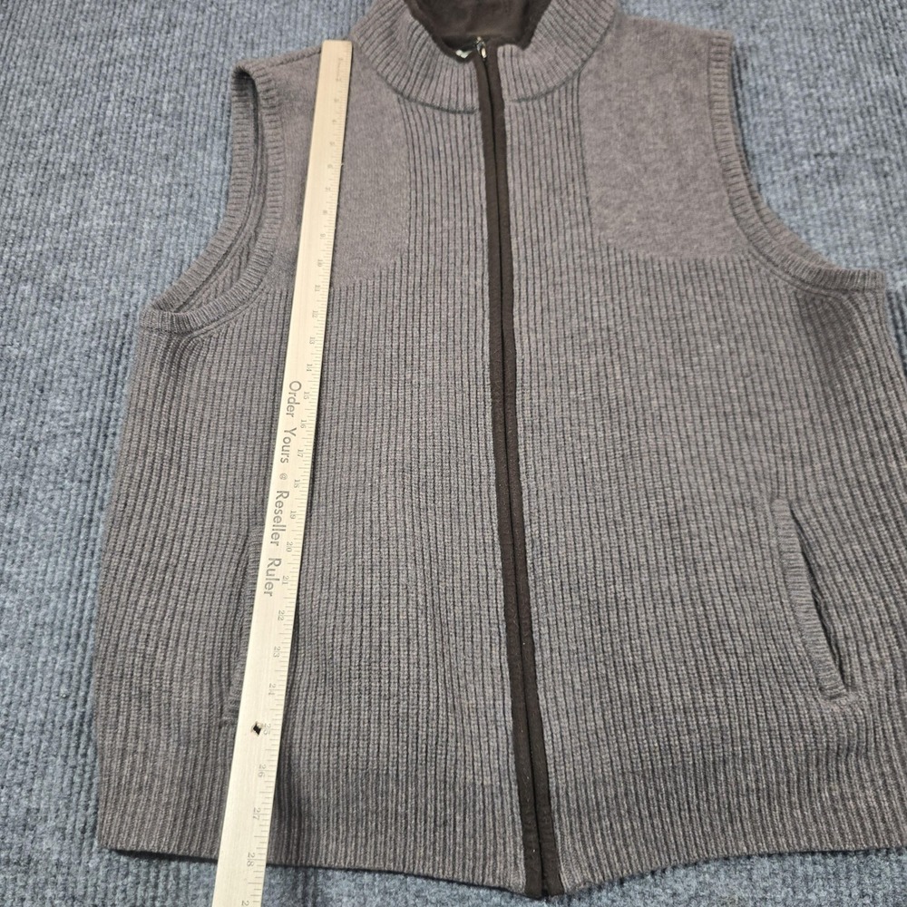 L.L. Bean Vest Mens 2XL‎ Brown Merino Wool Knit Full Zip Lined Pockets Winter - Picture 5 of 7